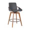 Armen Living Baylor 26" Gray Faux Leather and Walnut Wood Swivel Bar Stool LCBABAWAGR26 - alternate 1
